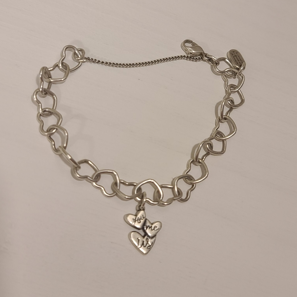 James Avery Connected Hearts Charm Bracelet with "you me us" charm.